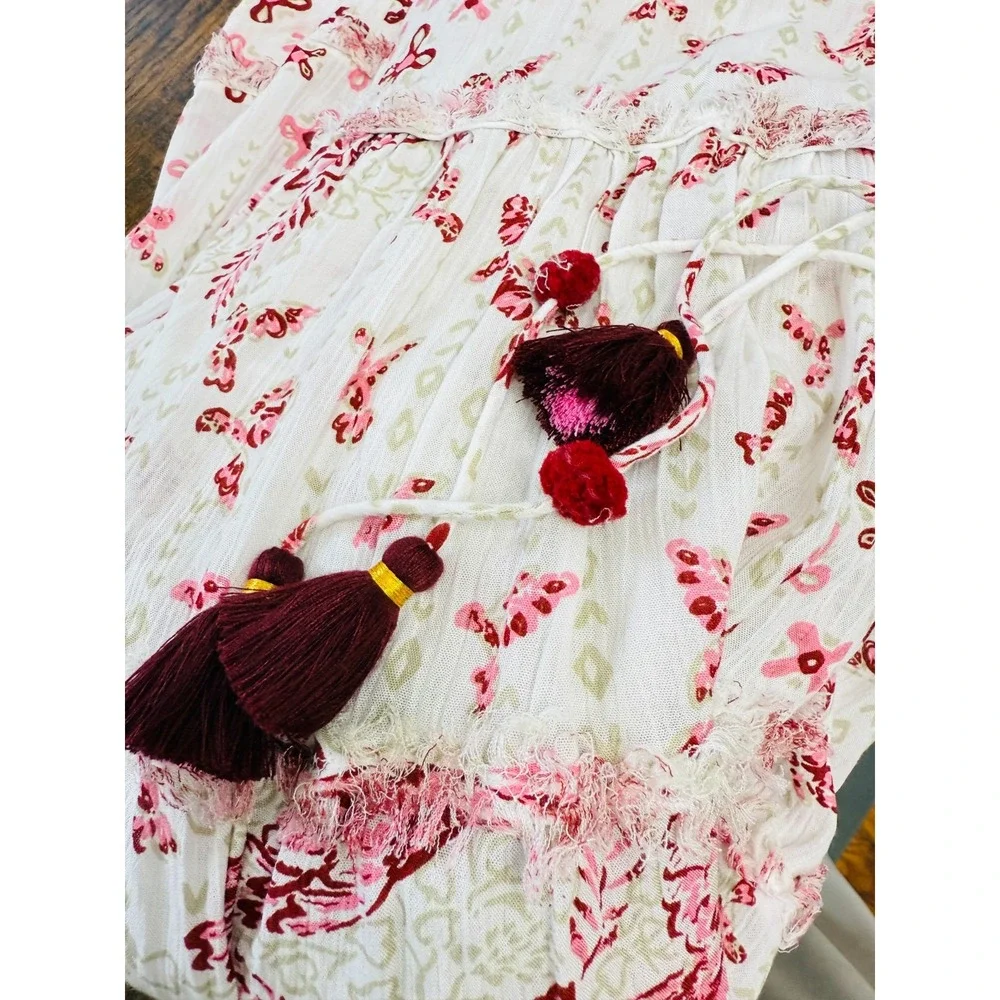 NEW Poupette St Barth Katie Floral Maxi Dress White Crochet Long Ruffled Tiered - Picture 8 of 16